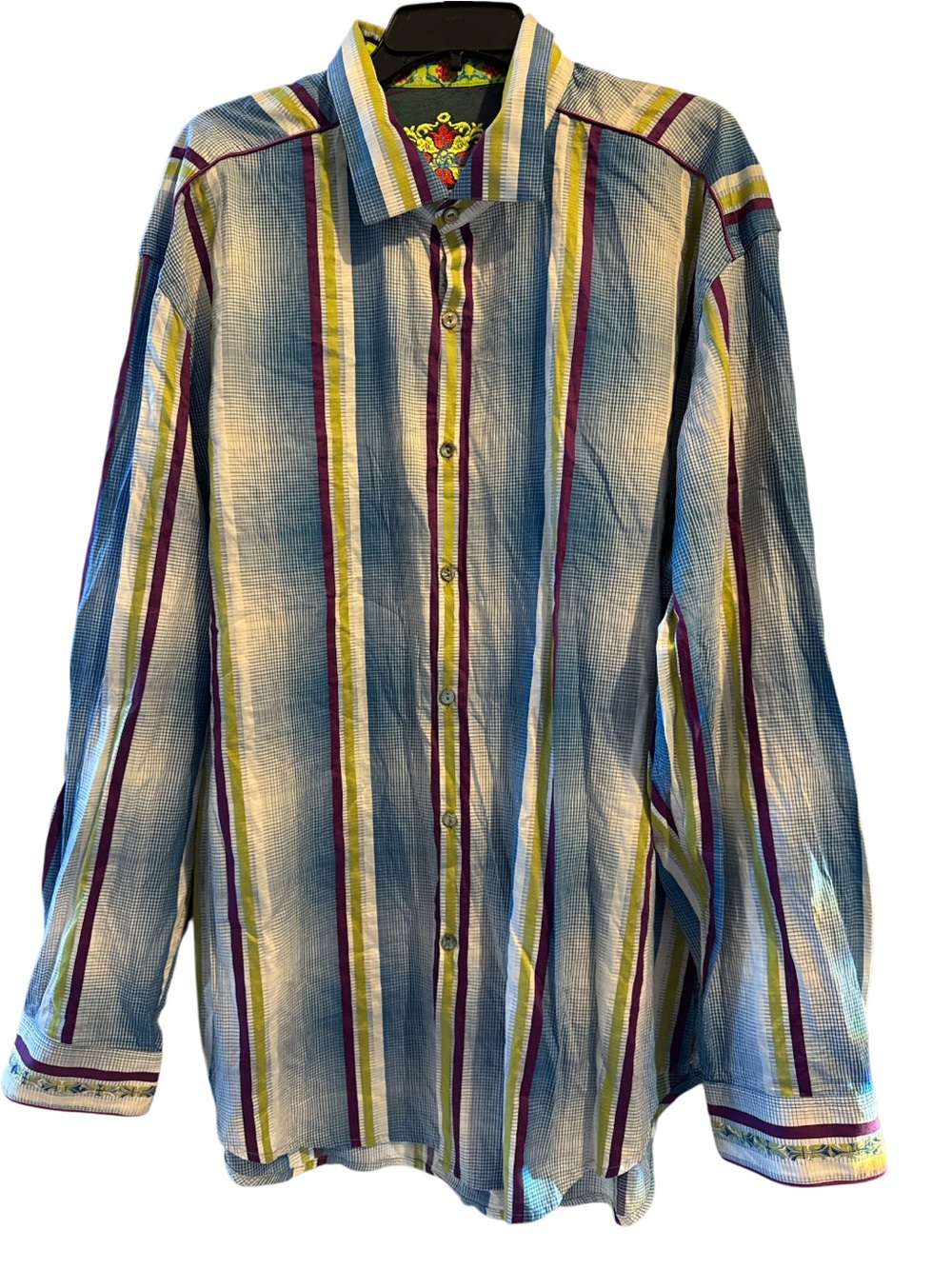 Robert Graham Shirt Mens Sz 3XL Stripe Flip Cuff Oxford